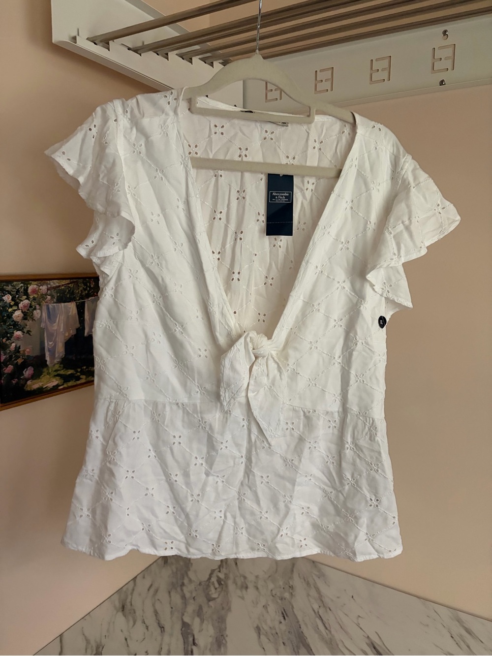 Abercrombie & Fitch NWT White Eyelet Tie-Front Blouse